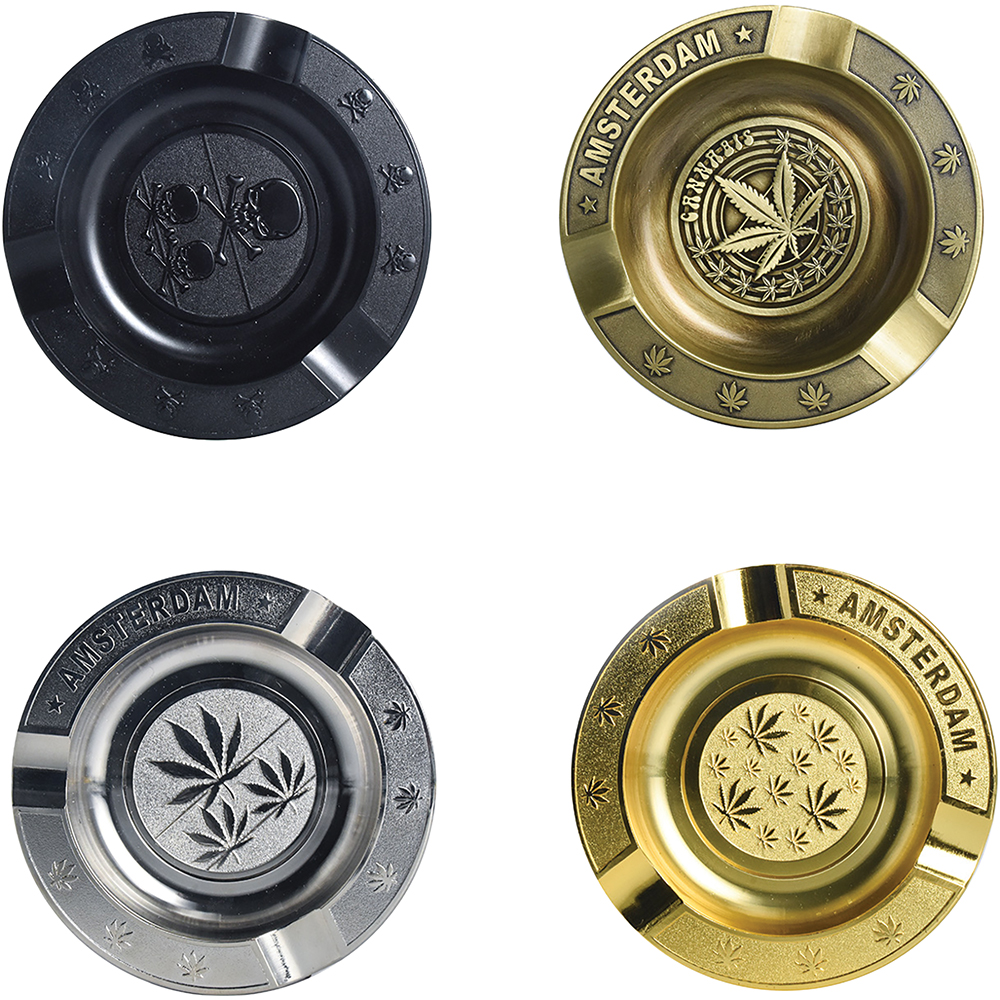 FUJIMA AMBOSED METAL ASHTRAY - DISPLAY OF 8