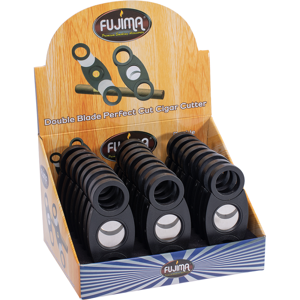 FUJIMA PERFACT PLASTIC CIGAR CUTTER W/ HOLE IN BACK SIDE - DISPLAY OF 24