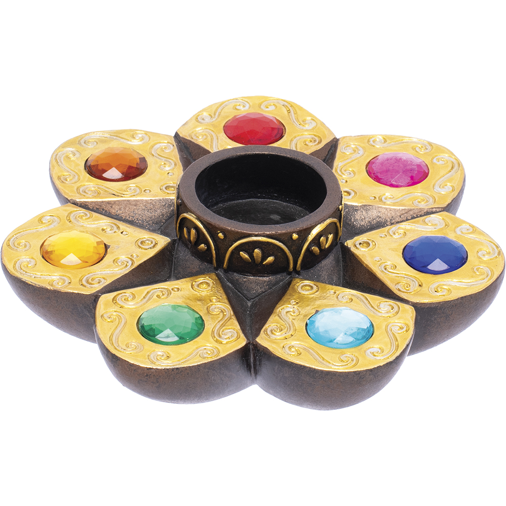 FUJIMA CHAKRA GEMSTONE FLAT INCENSE BURNER
