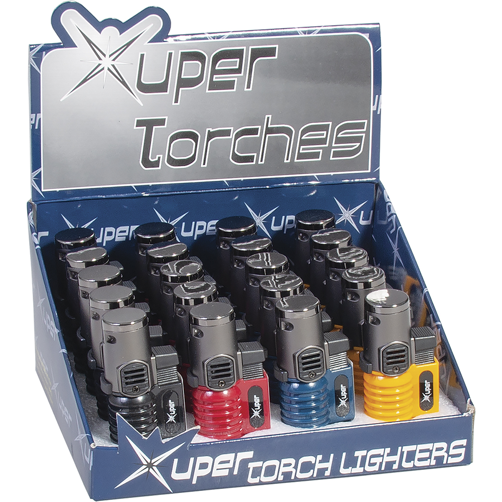 XUPER PIONEER TRIPLE TORCH FLAME LIGHTER - DISPLAY OF 20