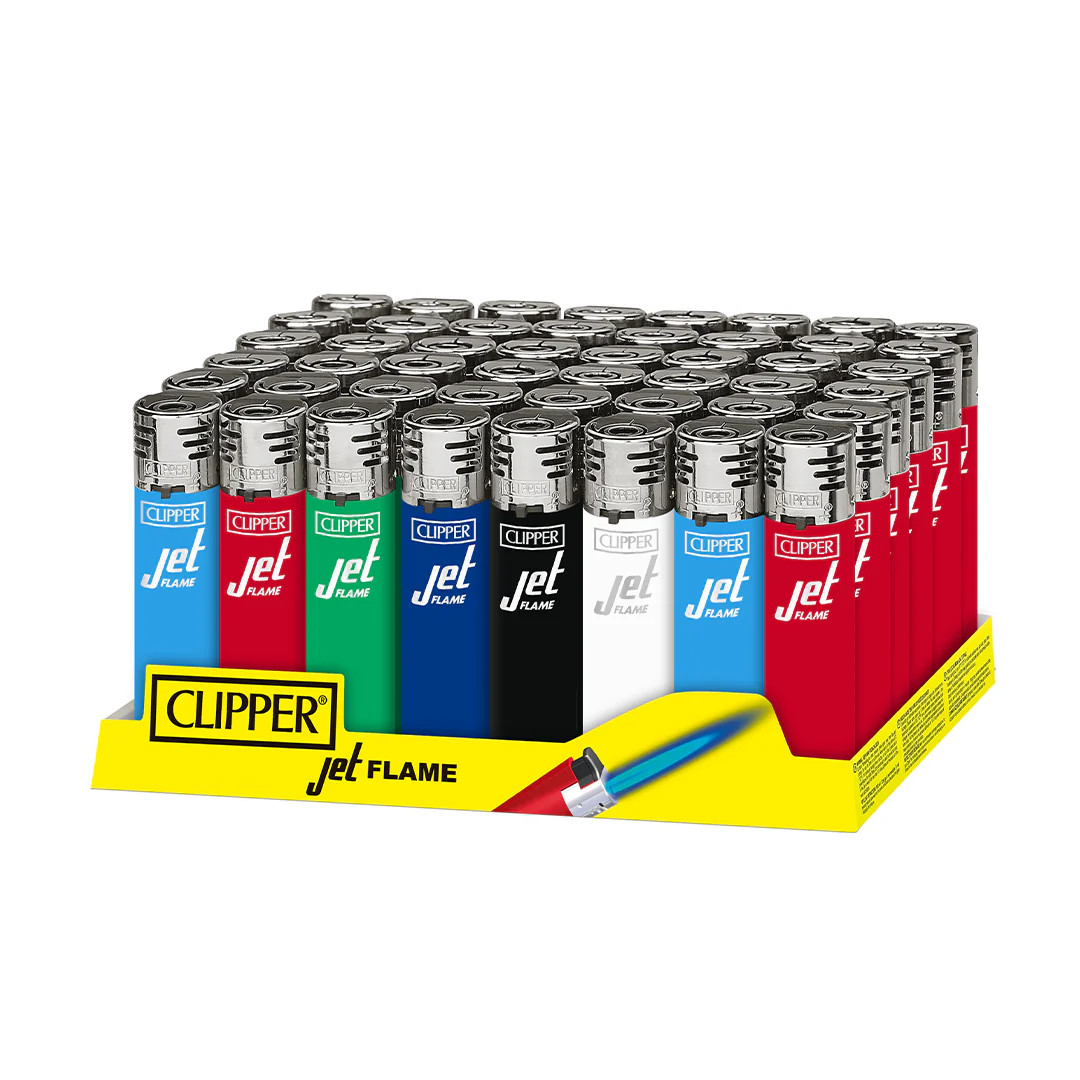 CLIPPER CLASSIC LARGE JET FLAME LIGHTERS - DISPLAY OF 48