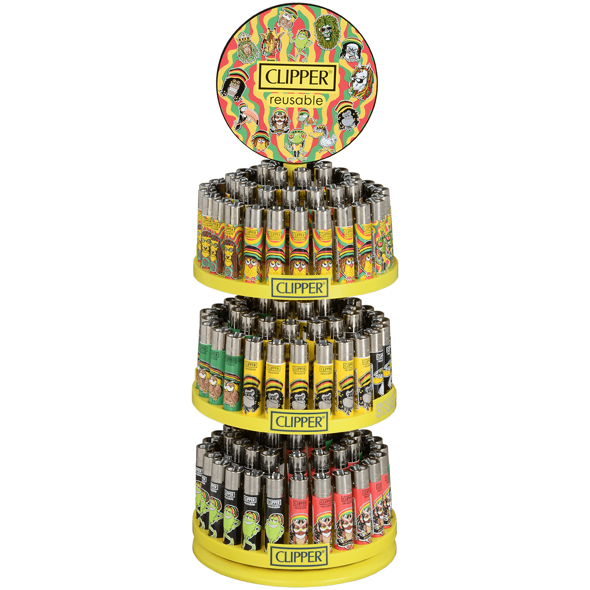 CLIPPER CP11 RASTA DESIGNS 3-TIER CAROUSEL DISPLAY OF 144 + 12 FREE