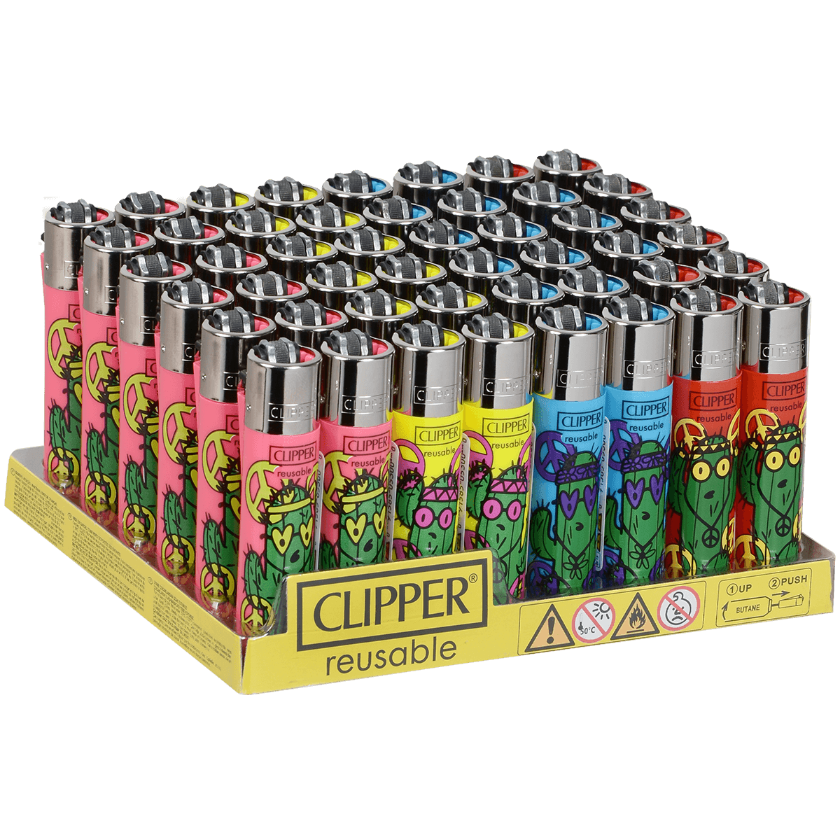 CLIPPER CP11 HIPPIE CACTUS LIGHTERS - DISPLAY OF 48