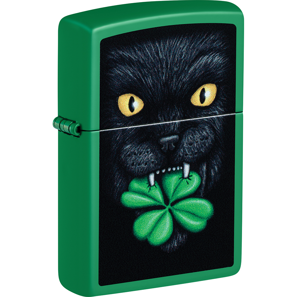 ZIPPO LUCKY CAT CLOVER DESIGN LIGHTER