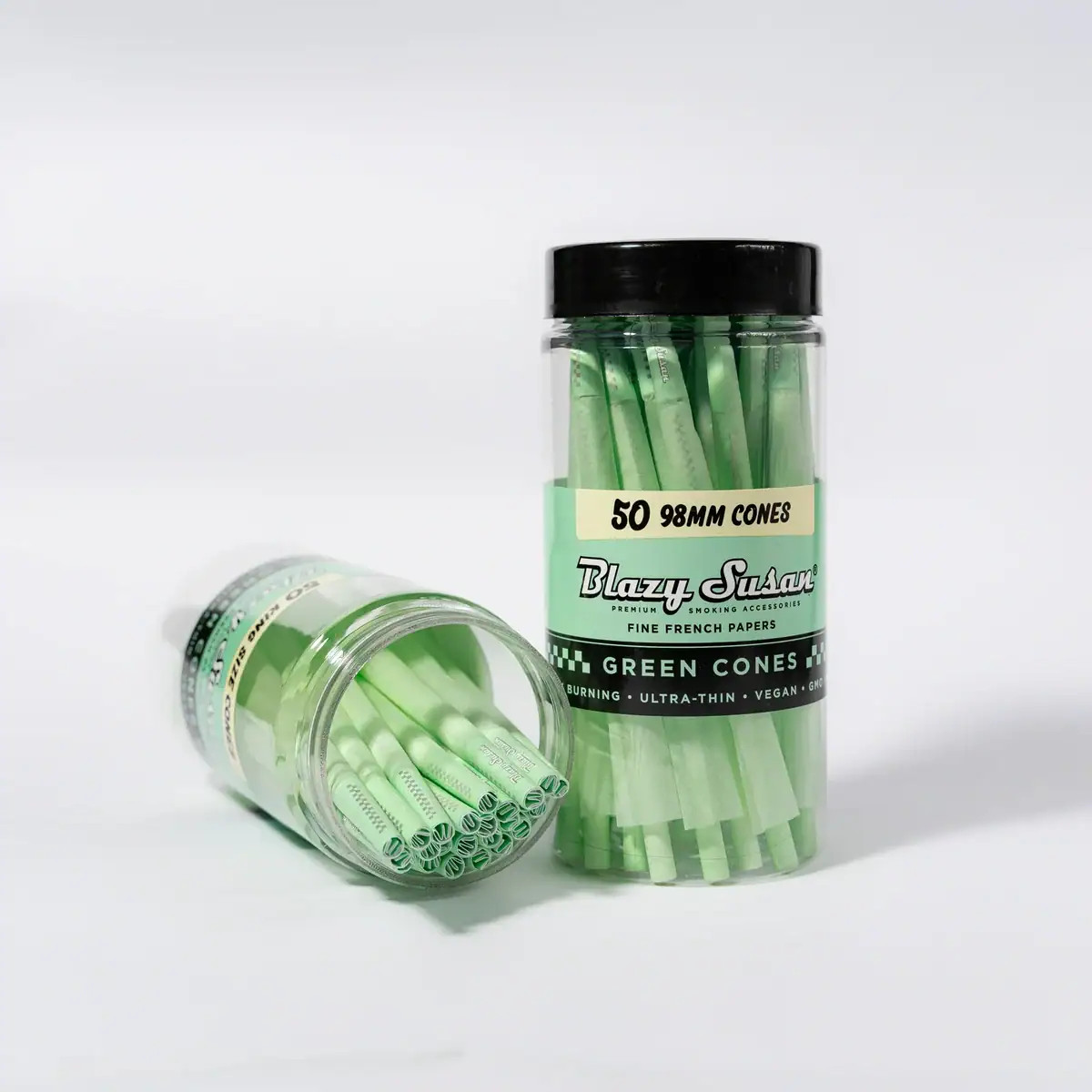 BLAZY SUSAN ULTRA THIN GREEN CONES JAR OF 50