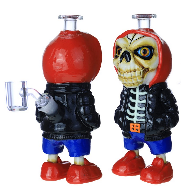 SKELETON FIGURE GLASS WATERPIPE 7"