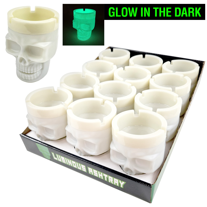 SKULL BUTT BUCKET GLOW IN THE DARK ASHTRAY - DSIPLAY OF 12