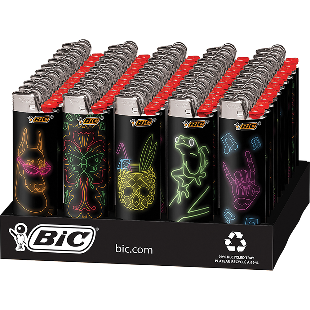 BIC LIMITED NEON LIGHTERS DISPLAY - DISPLAY OF 50