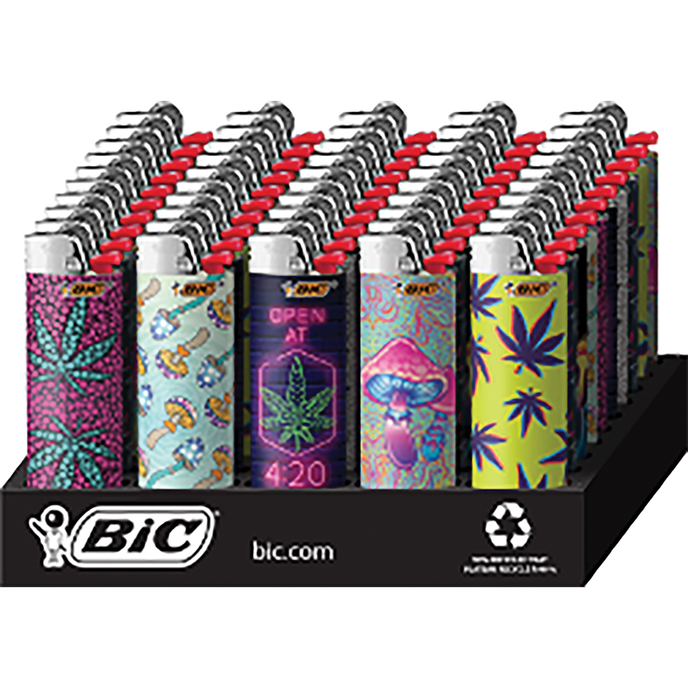 BIC LIMITED LEAF MUSHROOM LIGHTERS DISPLAY - DISPLAY OF 50