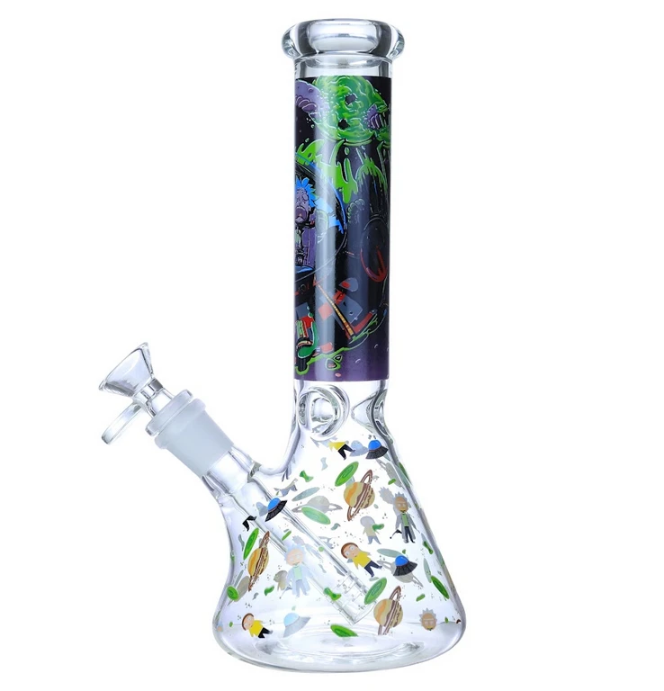 RICK N MORTY BEAKER GLASS WATERPIPE 10"