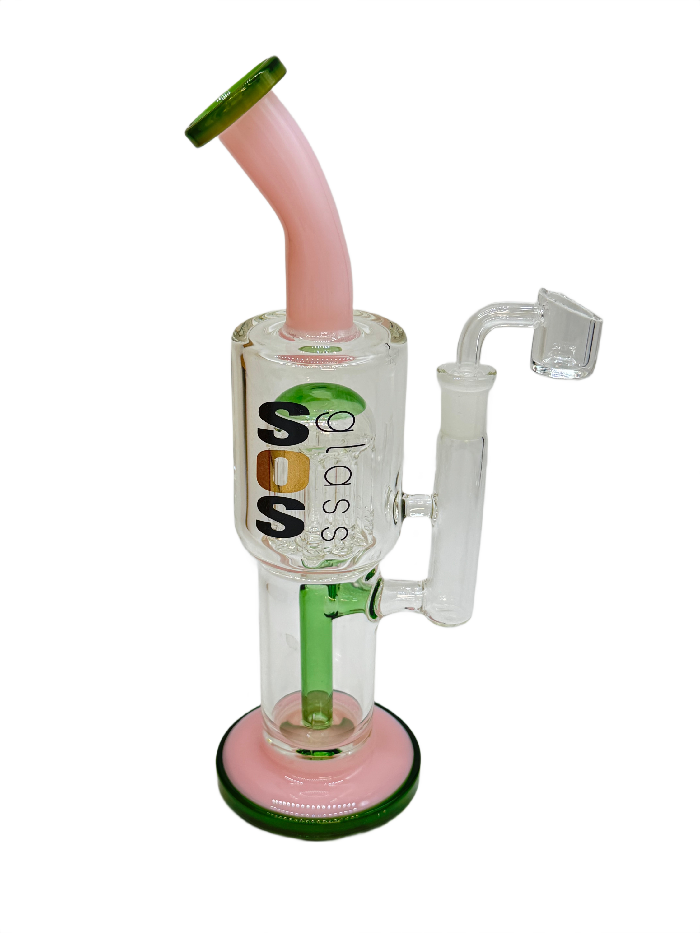 SOS GLASS STRAIGHT HEAVY TREE PERC WATERPIPE 10"