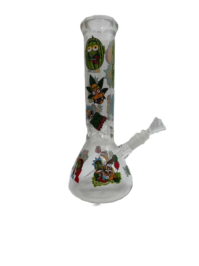 RICK N MORTY STICKERS BEAKER GLASS WATERPIPE 12"