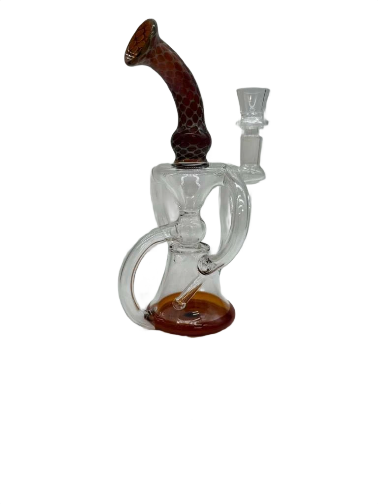 HONEYCOMB FUMED CONE RECYCLER GLASS WATERPIPE 9"