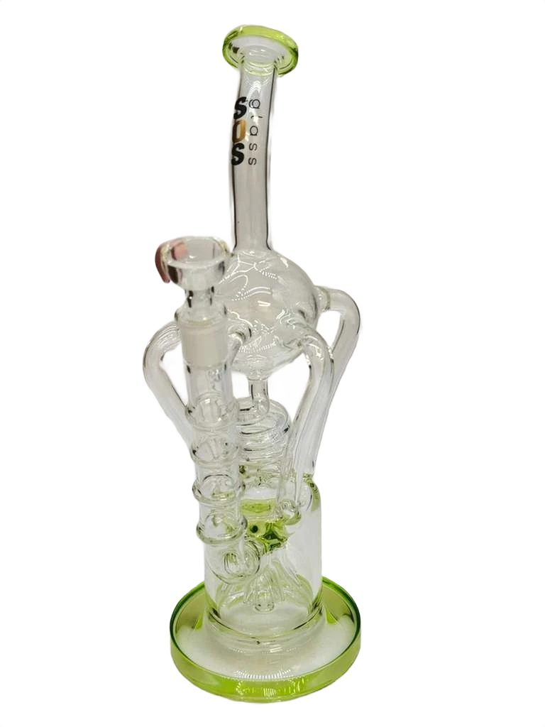 SOS GLASS ORB RECYCLER TREE PERC MULTI CHAMPER WATERPIPE 12"