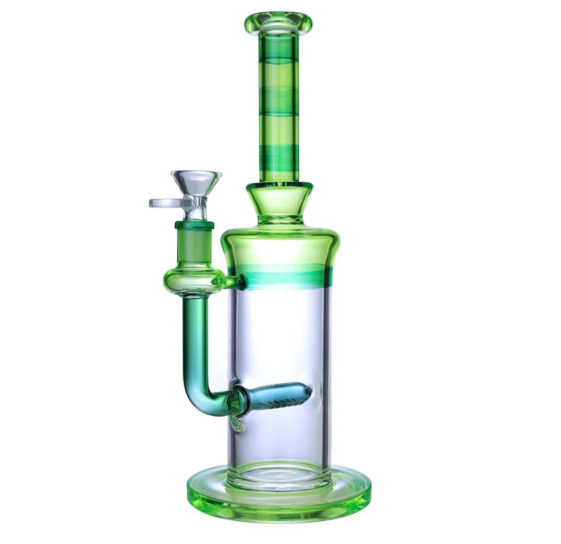 GREEN SLIME SHADE INLINE PERC GLASS WATERPIPE 12"