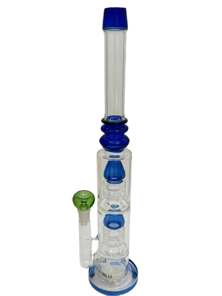 DOUBLE DISC PERC STRAIGHT GLASS WATERPIPE 19"
