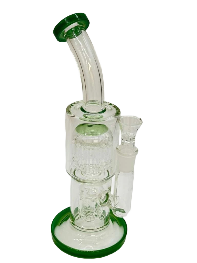DOUBLE TREE PERC GLASS WATERPIPE 10"