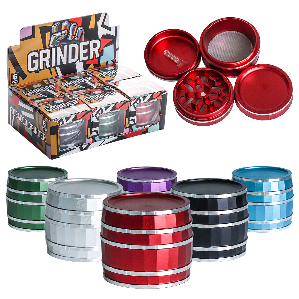 ALMUNIUM 62MM 4 PARTS GRINDER MULTI COLOR (CHG071) - DISPLAY OF 6
