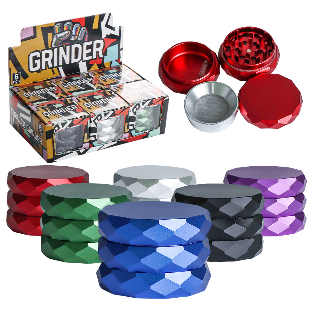 ALMUNIUM 62MM 4 PARTS GRINDER MULTI COLOR (CHG068) - DISPLAY OF 6