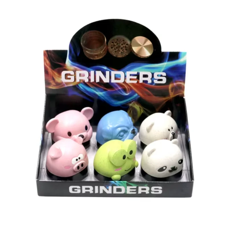 CUTE ANIMALS 4 PARTS GRINDER MULTI COLOR (GT-9620BA) - DISPLAY OF 6