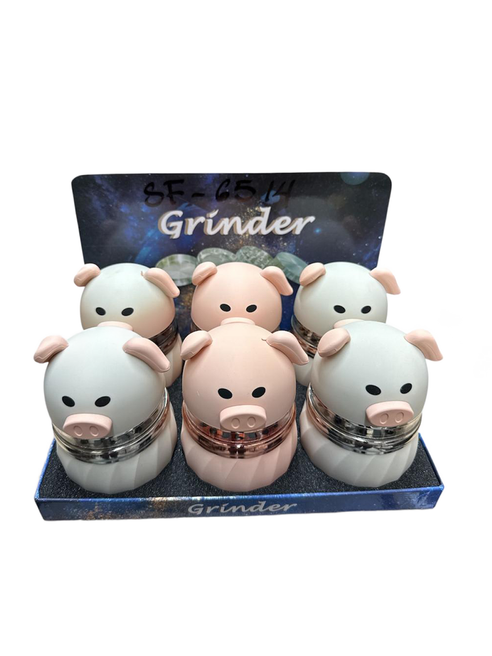 CUTE PIG 63MM 4 PARTS GRINDER MULTI COLOR (GT-9628BA) - DISPLAY OF 6