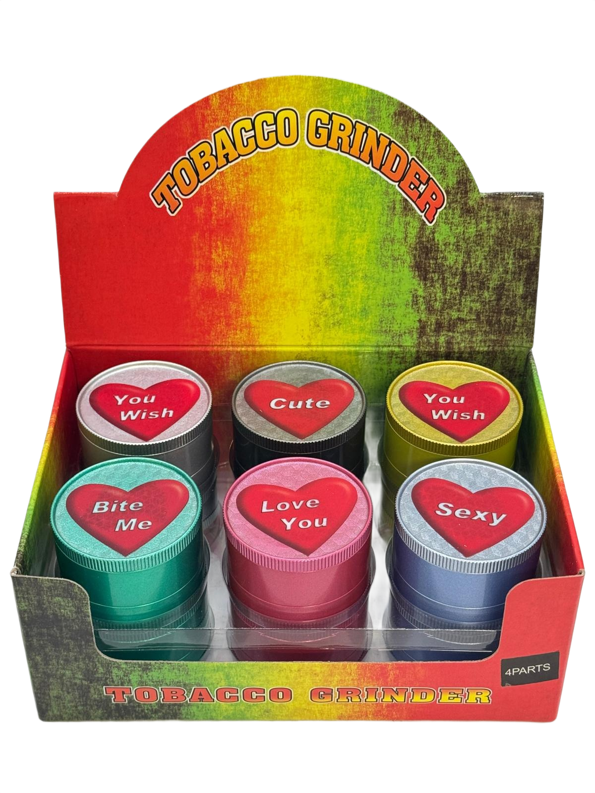 HEARTS 3 PARTS 51MM GRINDER - DISPLAY OF 12