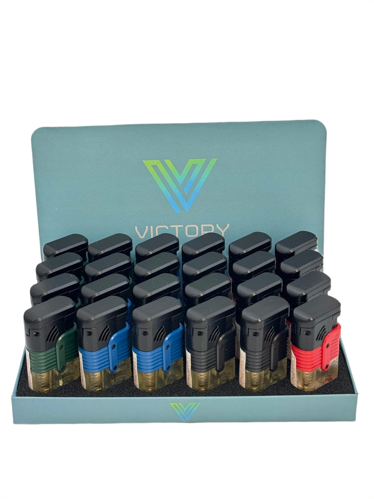 EVERTECH VICTORY DUAL TONE TRIPLE FLAME TORCH LIGHTER - DISPLAY OF 24