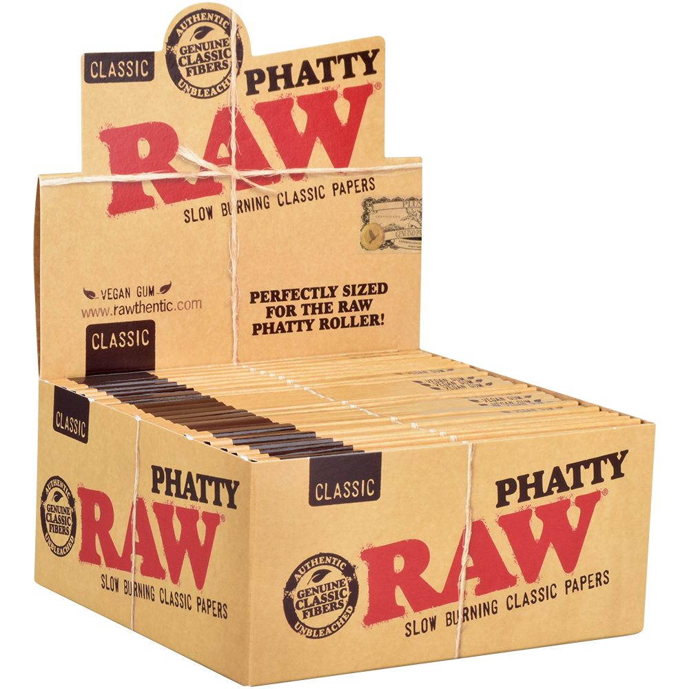 RAW CLASSIC PHATTY SIZE ROLLING PAPERS 32-PACK - DISPLAY OF 24