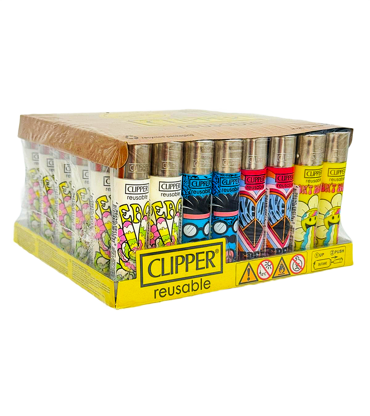 CLIPPER CP11BHP BE HIPPIE LIGHTERS - DISPLAY OF 48