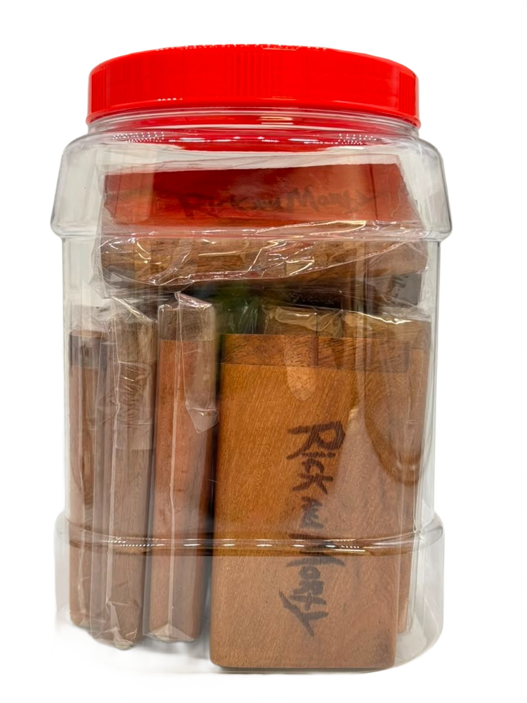 RICK N MORTY WOODEN DUGOUT WITH METAL CIGARETTE 4" - JAR OF 12