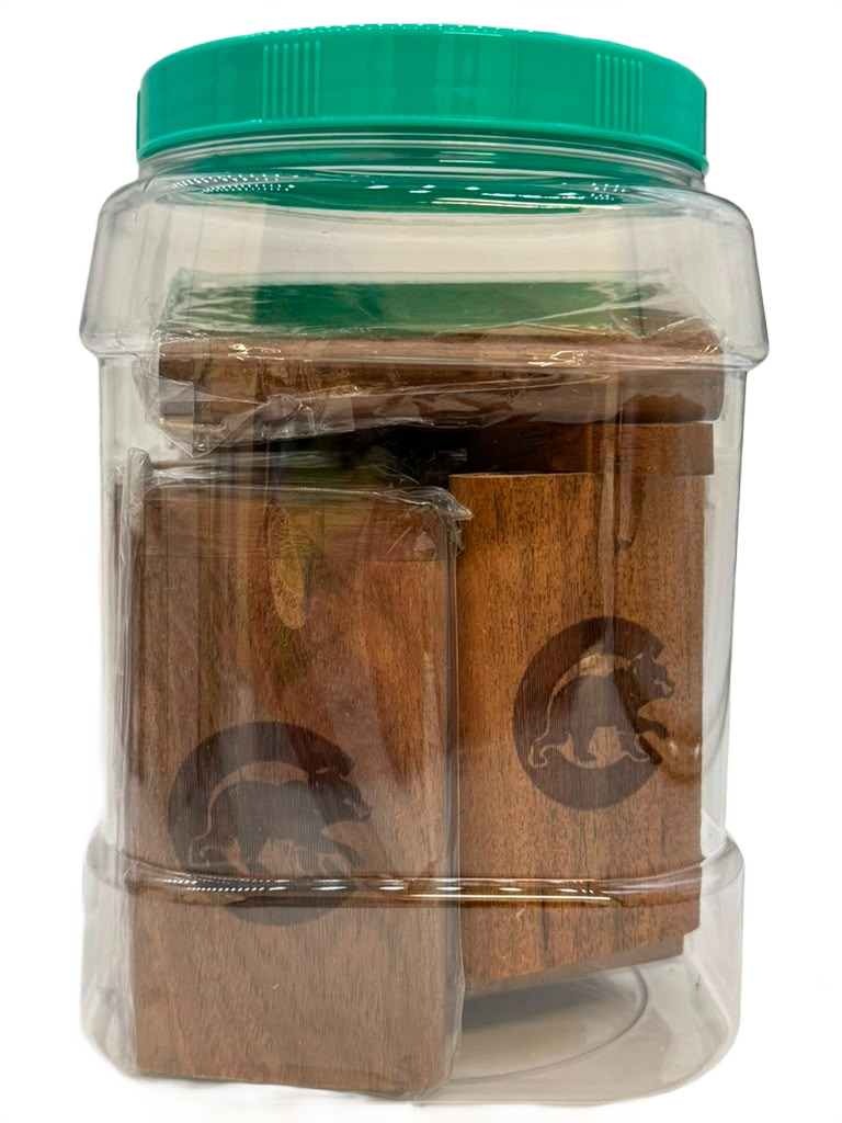 CUBS WOODEN DUGOUT WITH METAL CIGARETTE 4" - JAR OF 12