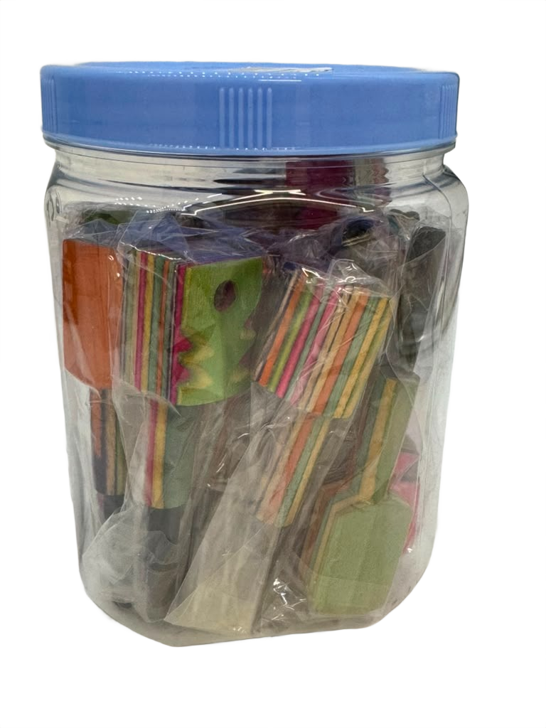 ASSORTED WOODEN ARTISITC HANDPIPE 4" - JAR OF 16