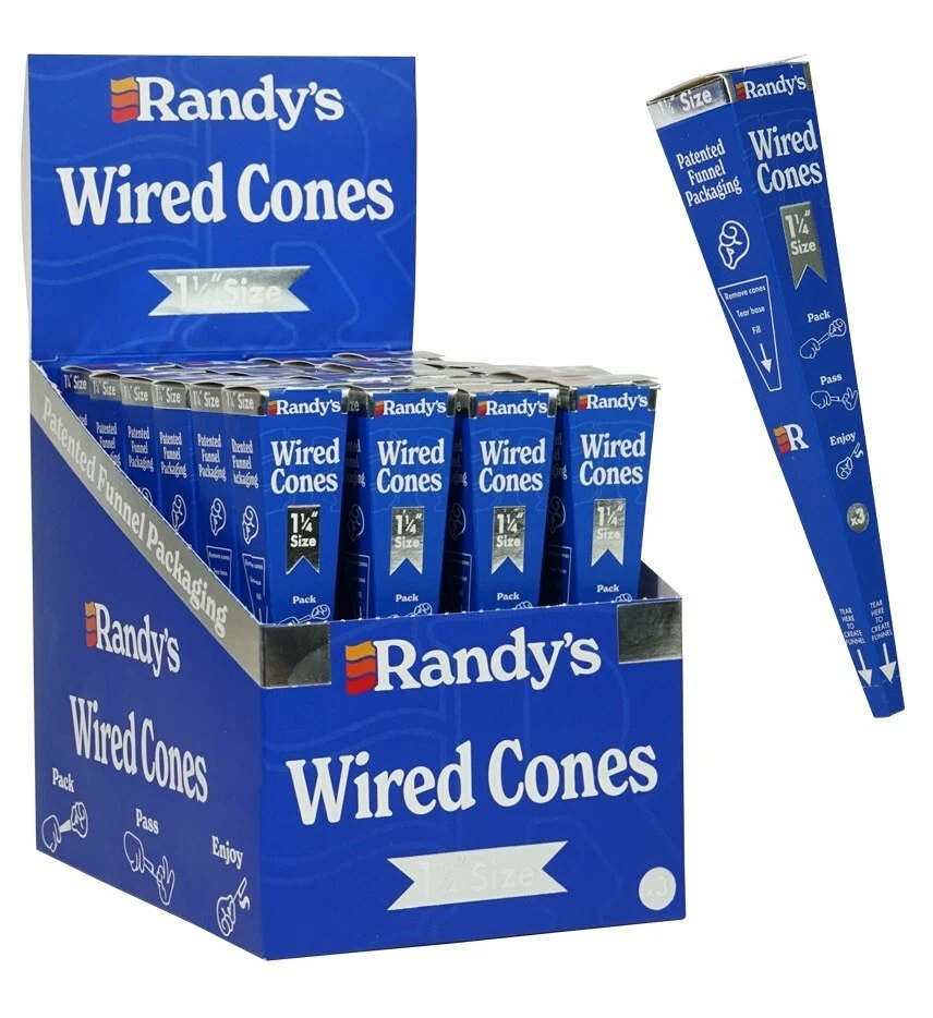 RANDY'S 1 1/4 WIRED 3-PACK CONES - DISPLAY OF 12