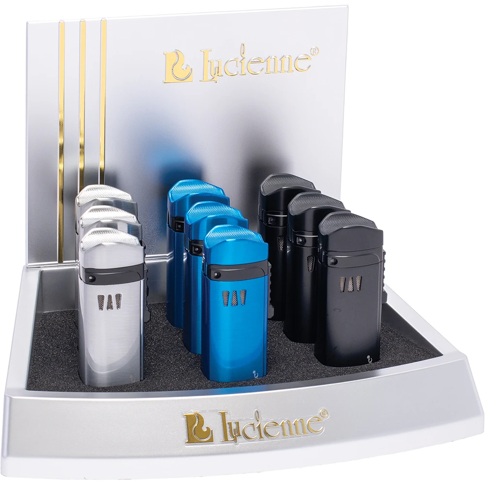 LUCIENNE TRIPLE JET TORCH WITH PUNCH - DISPLAY OF 9 (ZD207)