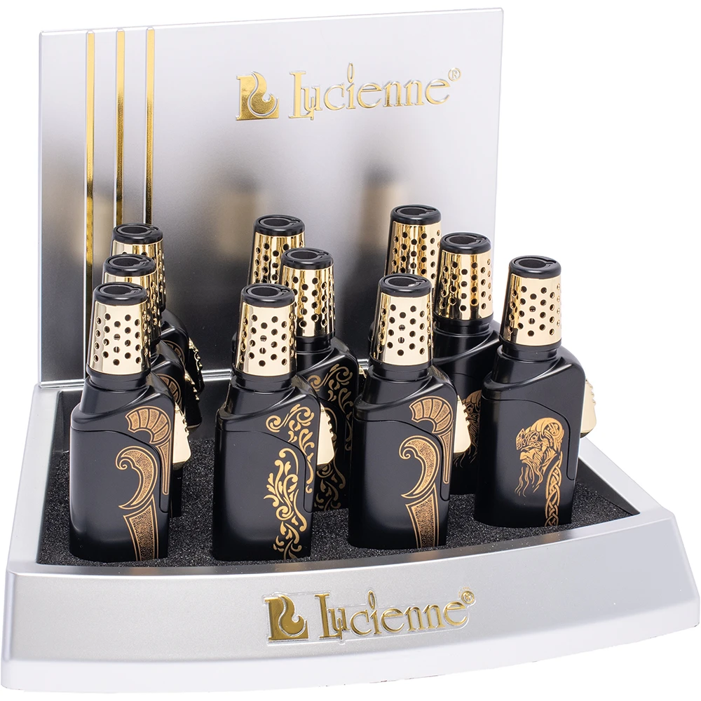 LUCIENNE SINGLE JET TORCH WITH SILK PRINTING - DISPLAY OF 10