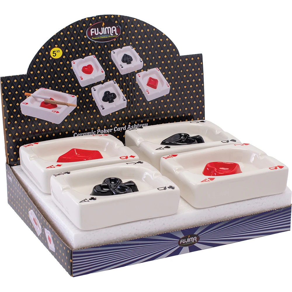 FUJIMA POKER CARD 5" ASHTRAY - DISPLAY OF 4