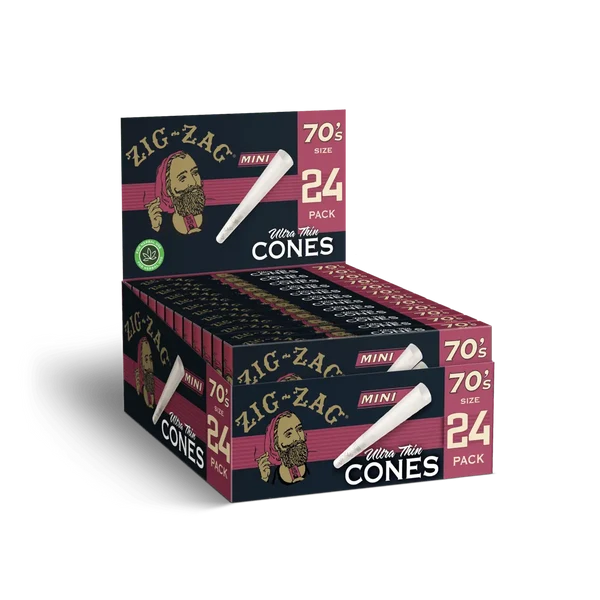 ZIG ZAG ULTRA THIN MINI 70'S SIZE CONES 24-PACK - DISPLAY OF 12