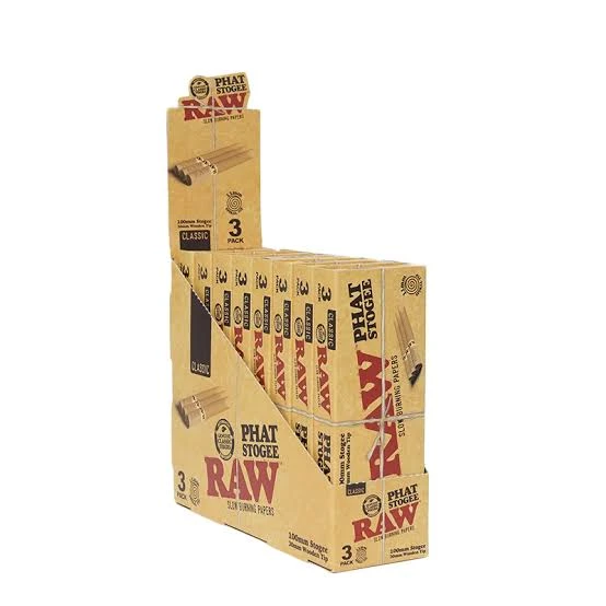 RAW CLASSIC SLOW BURNING PHAT STOGEE 100MM 3-PACK CONES - DISPLAY OF 8