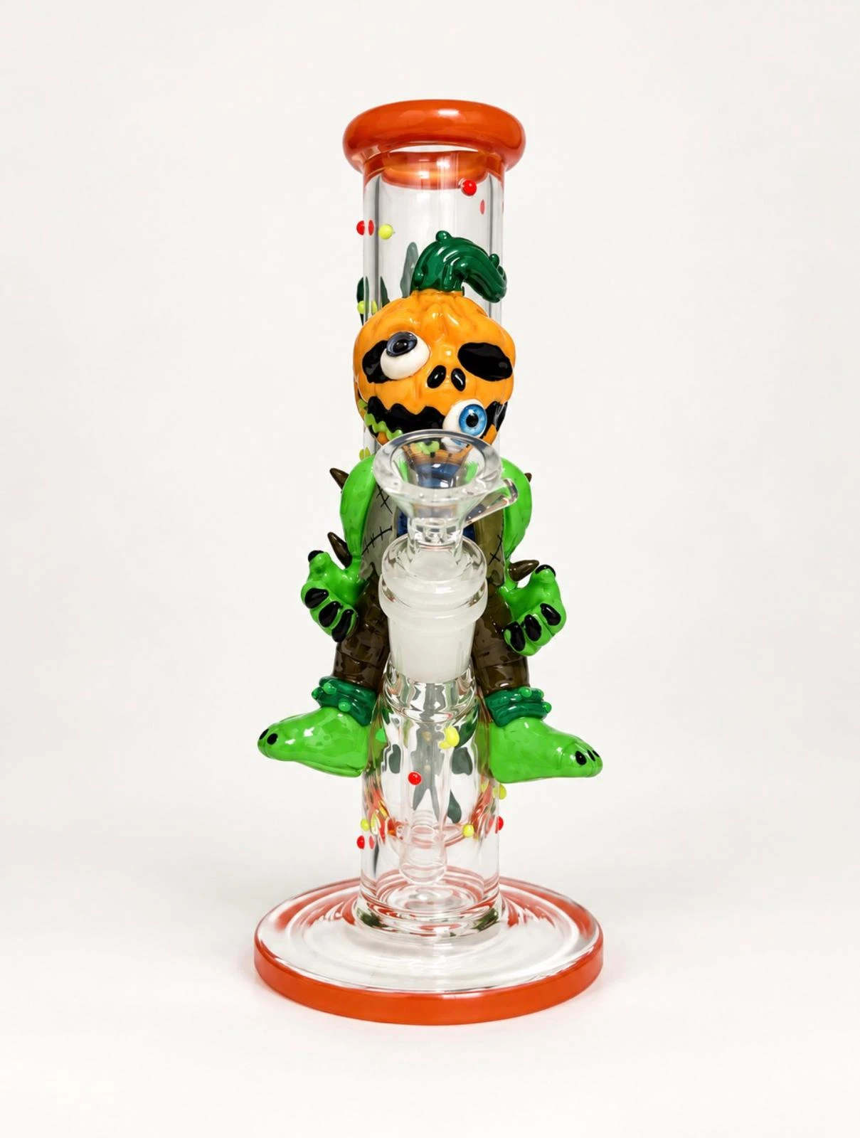 PUMPKIN GHOST ART GLASS WATERPIPE 9"