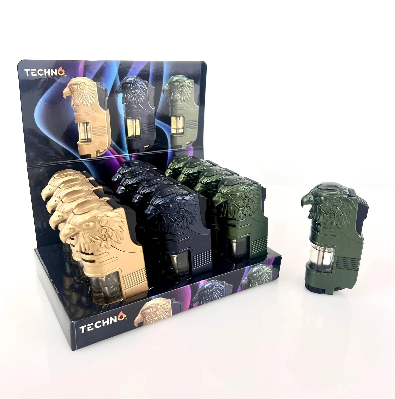 TECHNO EAGLE TRIPLE TORCH LIGHTER - DISPLAY OF 12