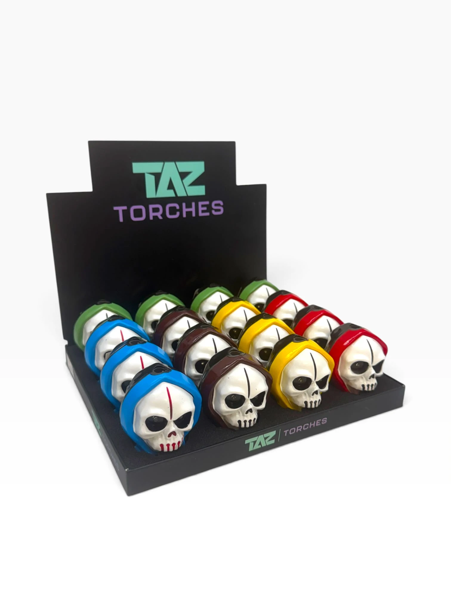 TAZ SKULL LED EYES TORCH LIGHTER - DISPLAY OF 16 (TT-98)
