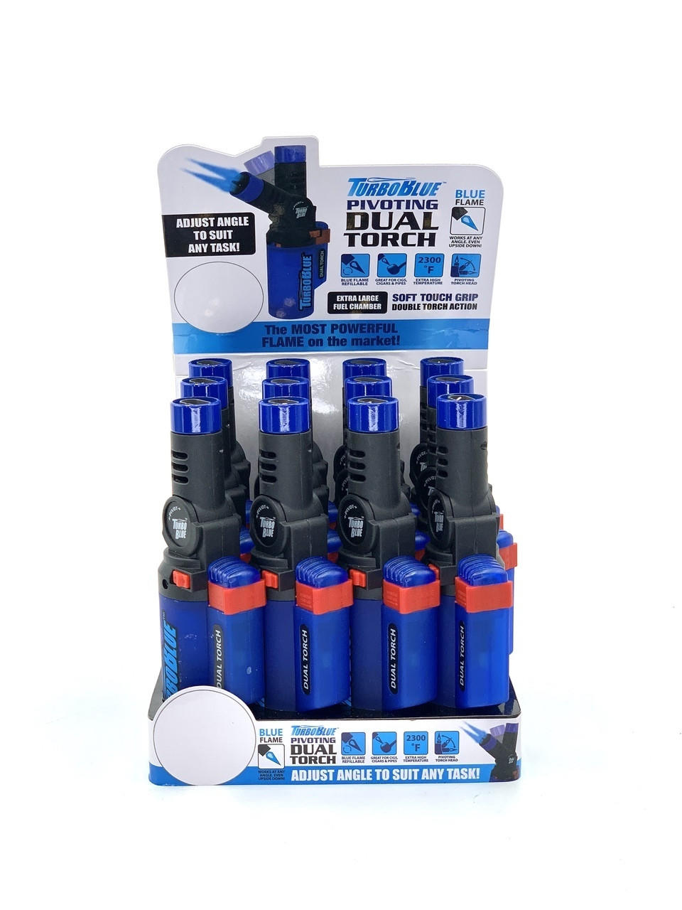 SMOKEZILLA TURBO BLUE PIVOTING DUAL TORCH - 12CT (24697) 