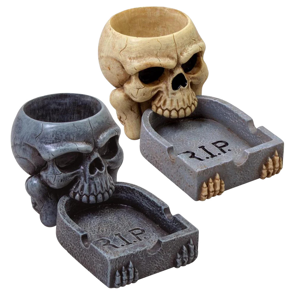 FUJIMA R.I.P. SKULL ASHTRAY - DISPLAY OF 4CT