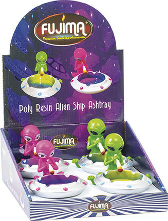  FUJIMA POLY RESIN ALIEN SHIP ASHTRAY - DISPLAY OF 4CT 