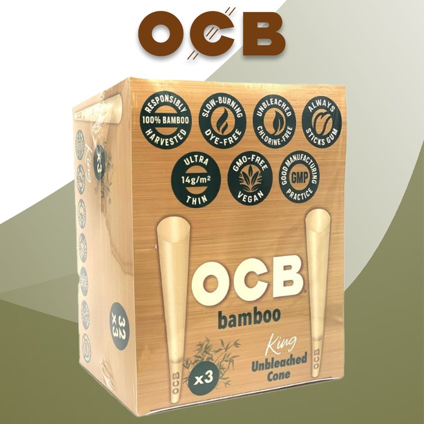 OCB BAMBOO UNBLEACHED CONE KING SIZE - 32 x 3 PACK