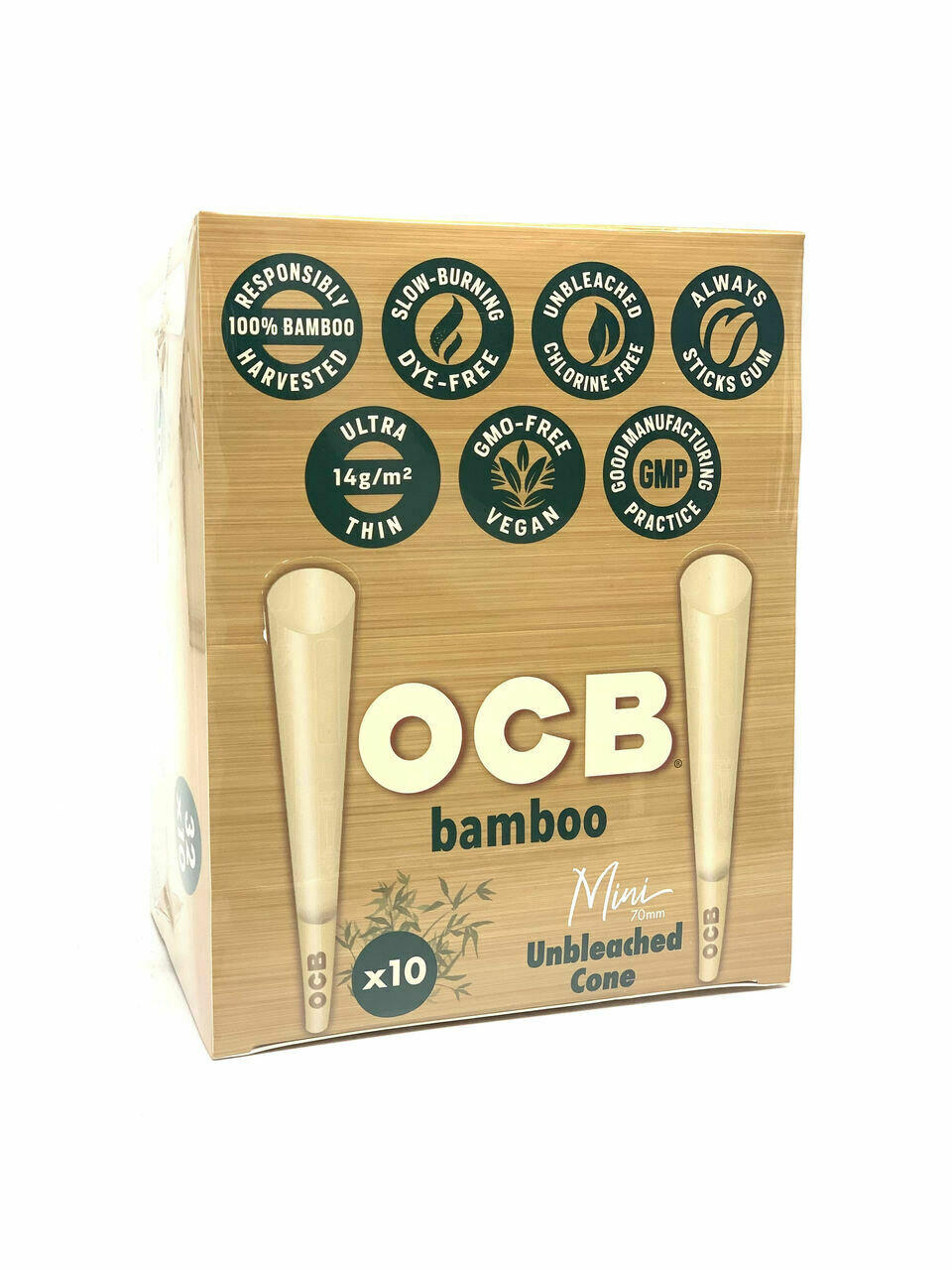  OCB BAMBOO MINI 70MM UNBLEACHED CONE - 32CT 