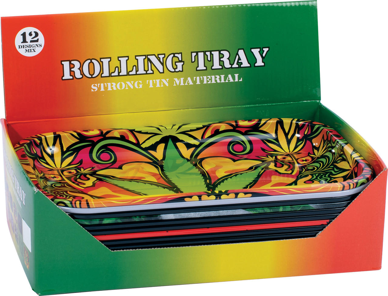 LONG HOLOGRAPHIC ROLLING TRAY ASSORTED DESIGN 1CT