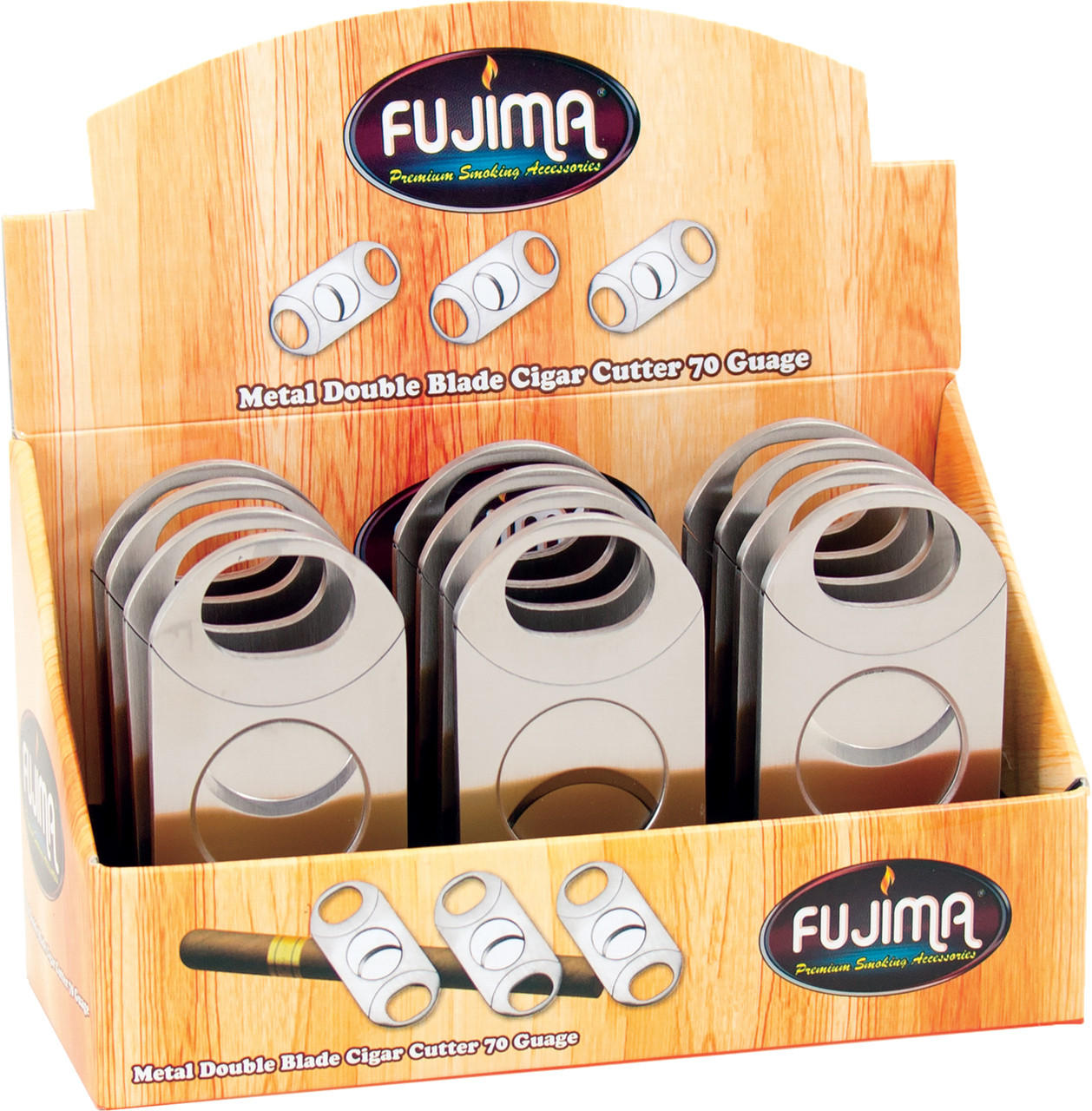  FUJIMA METAL DOUBLE BLADE CIGAR CUTTER 70 GUAGE - 12CT 