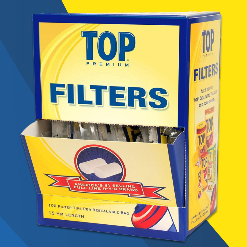TOP PREMIUM REGULAR SIZE FILTER TIPS 100CT BAG DISPLAY - 30CT