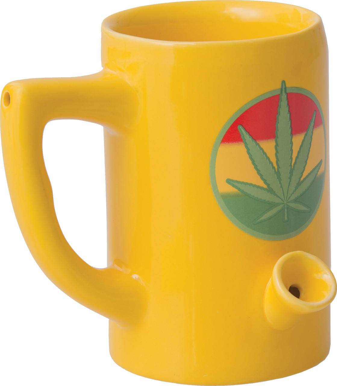  YELLOW PORCELAIN LEAF PIPE MUG 5" (WP102) 